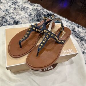 Michael Kors Black and Gold Women's Sandals